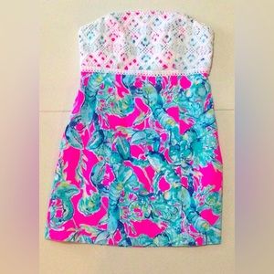 Lilly Pulitzer Womens Brynn Dress Lobsters In Love Raz Berry Size 10